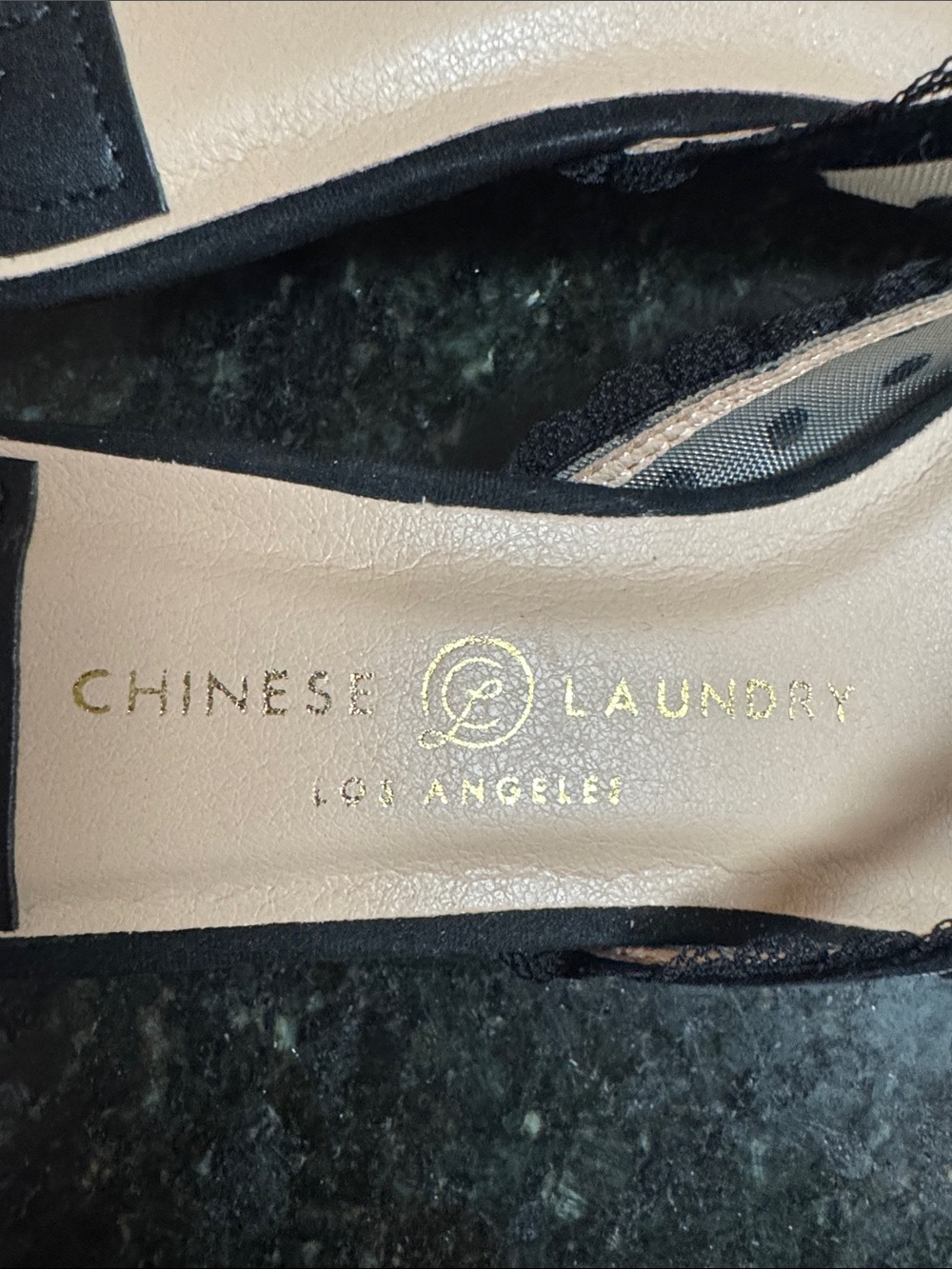 NEW Chinese Laundry Beige Polka Dot Pointed Mules with Black Trim - Picture 9 of 16